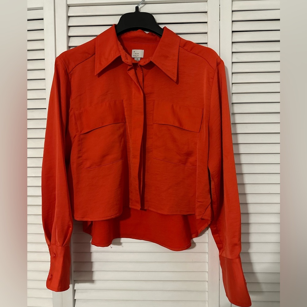 A New Day- Long Sleeve Button-Down Cropped Shirt